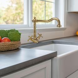 PB Nostalgikus klasszikus arany konyhai csaptelep V1910 forgatható kifolyóval 1150424170