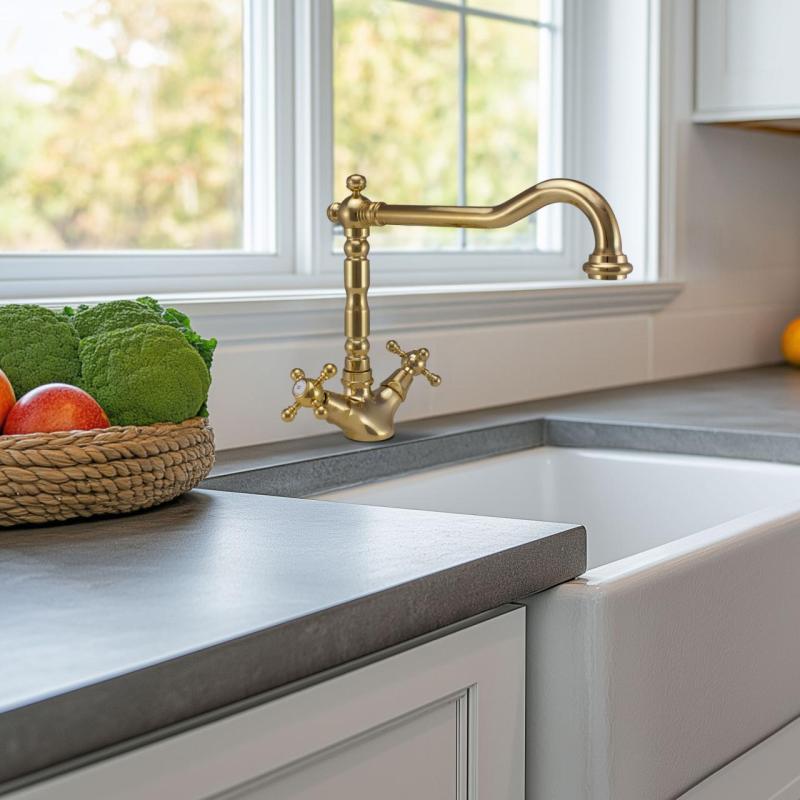 PB Nostalgikus klasszikus arany konyhai csaptelep V1910 forgatható kifolyóval 1150424170