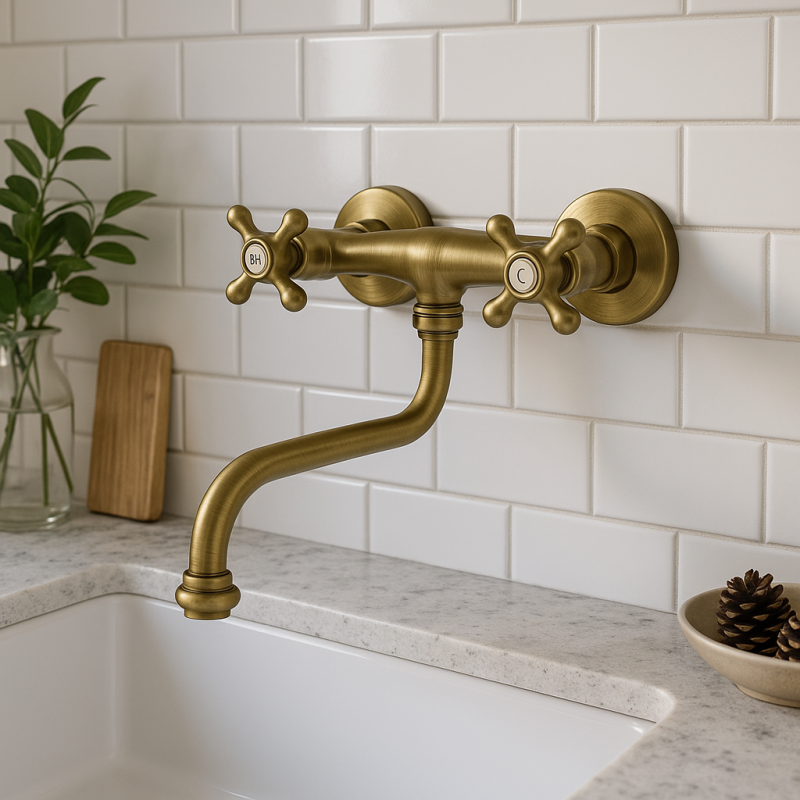 PB Nosztalgikus konyhai csaptelep Classic C fali csaptelep Bronz 10.2722