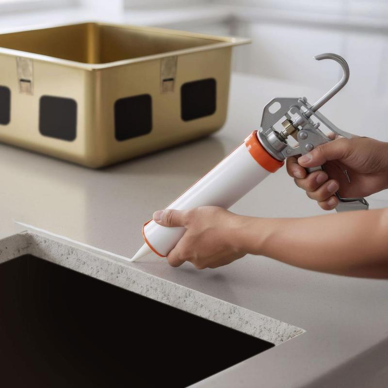 Zuurvrije siliconenlijm voor de montage van roestvrijstalen onderbouwspoelbakken