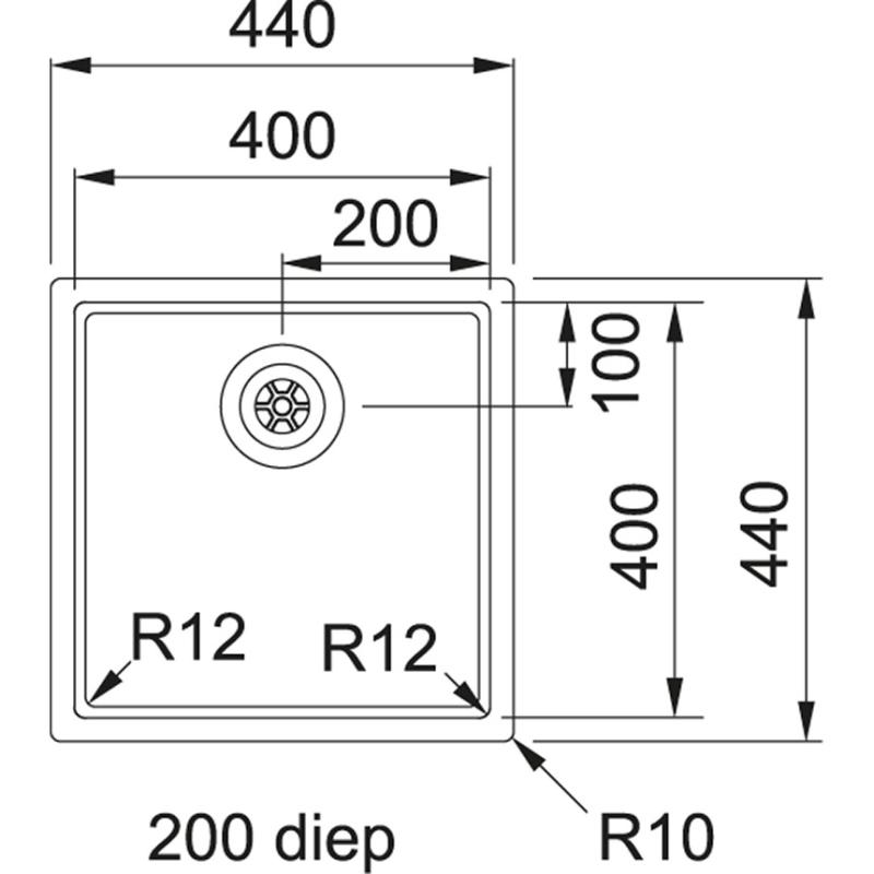 Franke Bolero Plus R12 BXX 210-40 rozsdamentes acél mosogató, süllyesztett beépítés, 40x40 cm 127.0576.359