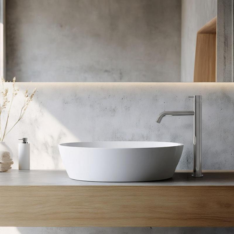 Waterevolution Flow mosdócsap magas kifolyóval mosdókagylókhoz, kattintós dugóval, króm T11501