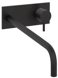 Waterevolution Flow ingebouwde wastafelkraan met afdekplaat mat zwart met uitloop 25 cm T1161BPR-25