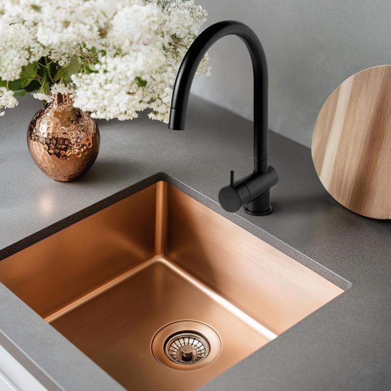 Waterevolution Flow keukenkraan mat zwart met uittrekbare uitloop T155PR