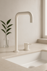 Waterevolution Flow 2-lyukú mosdócsaptelep magas kifolyóval 222 matt fehér T122HBR