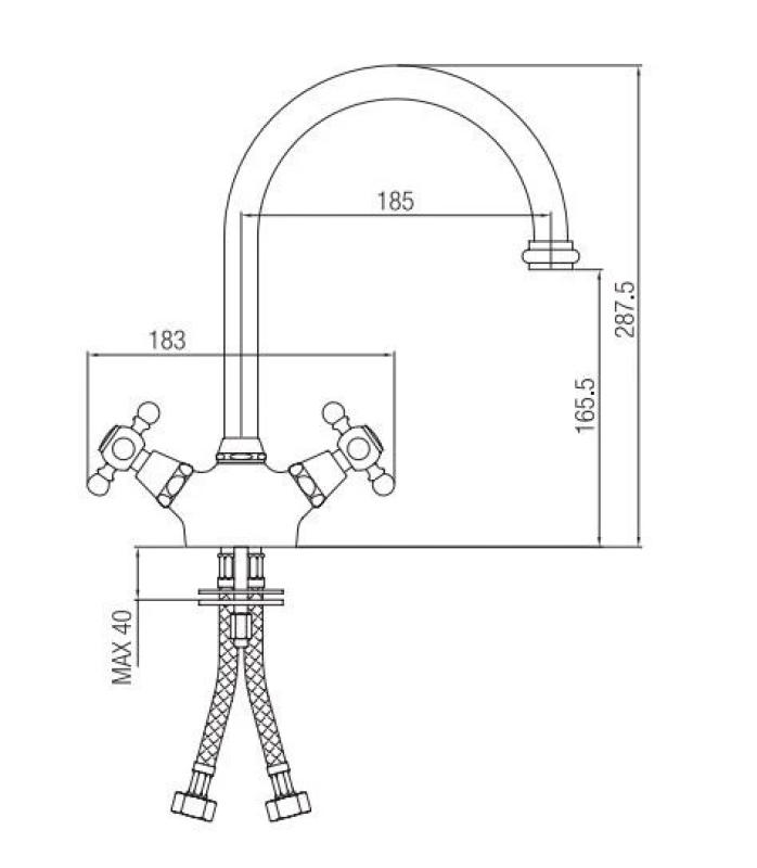 PB Nosztalgikus konyhai csaptelep V1905 Króm