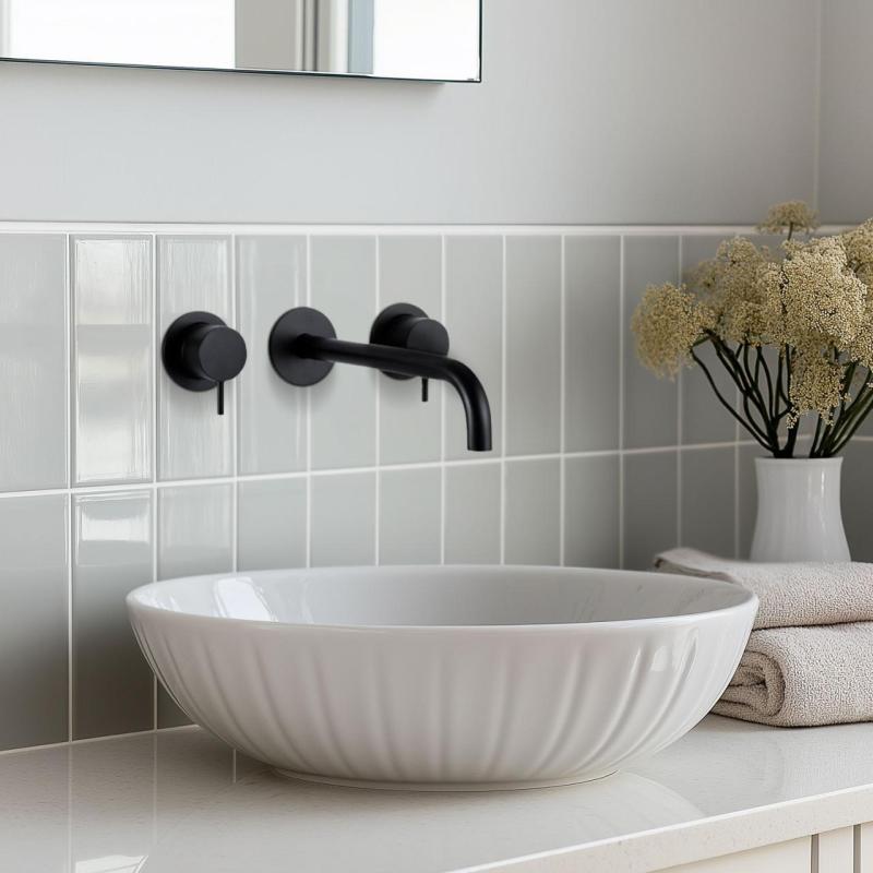 Waterevolution Flow 3 lyukas beépíthető mosdócsaptelep matt fekete, 25 cm-es kifolyóval T1163FPR-25