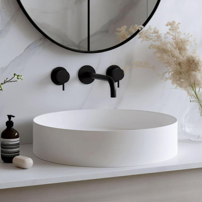 Waterevolution Flow 3 lyukú beépíthető mosdócsaptelep matt fekete, 15 cm-es kifolyóval T1163FPR-15