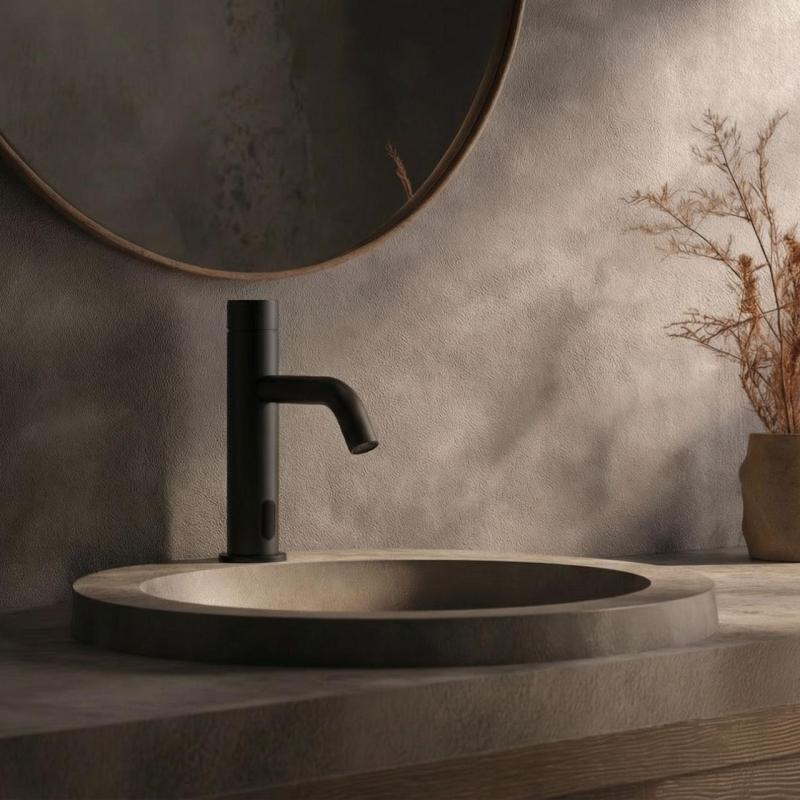 Waterevolution Flow elektronikus mosdócsaptelep infravörös érzékelővel, elemmel működő, matt fekete T110EBPR