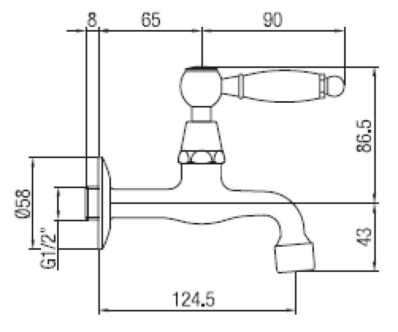 PB klasszikus fali kútcsap fehér fogantyúval, hideg víz, króm 1208853472