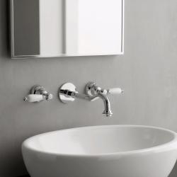 PB klassieke kraan ingebouwde muurkraan met witte hendels 25 cm uitloop Chroom 1208854382