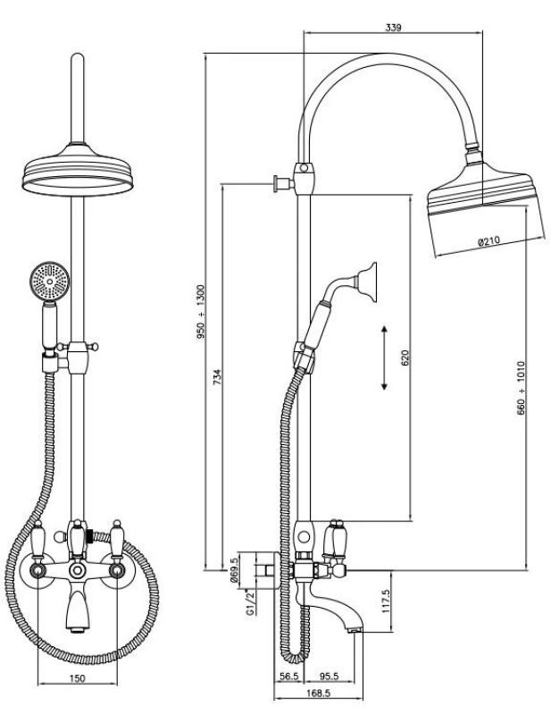 PB klasszikus felépíthető zuhanykészlet esőzuhannyal, rozsdamentes acél 1208854832