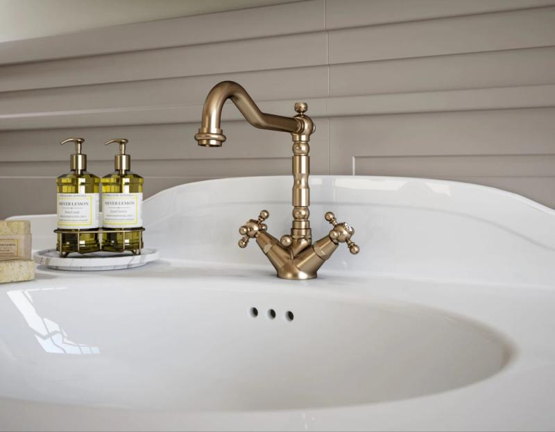 PB klasszikus mosdócsaptelep csillag alakú gombokkal, 18,5 cm-es kifolyóval, bronz színben 1208854962