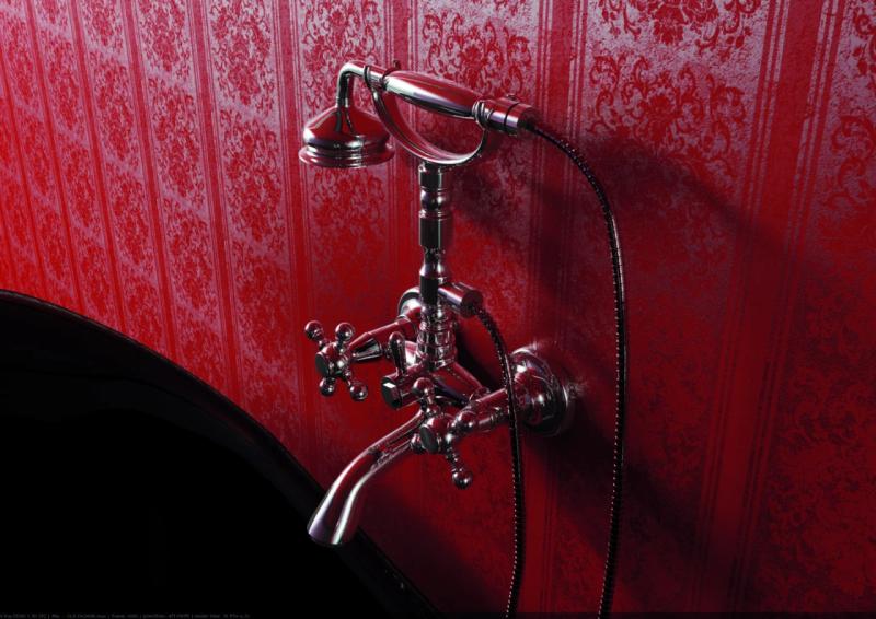 PB klasszikus csaptelep fürdőkádkészlet csillag alakú fogantyúkkal, rozsdamentes acél, kézizuhannyal együtt, 1208855172