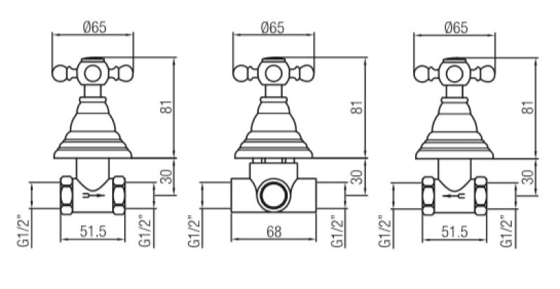 PB klasszikus 2-utas beépített zuhanyszett átváltóval és csillag alakú gombokkal Bronz 1208855372