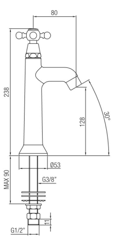 PB klasszikus csaptelep csillag alakú gombbal hideg vízhez, rozsdamentes acél 1208855552