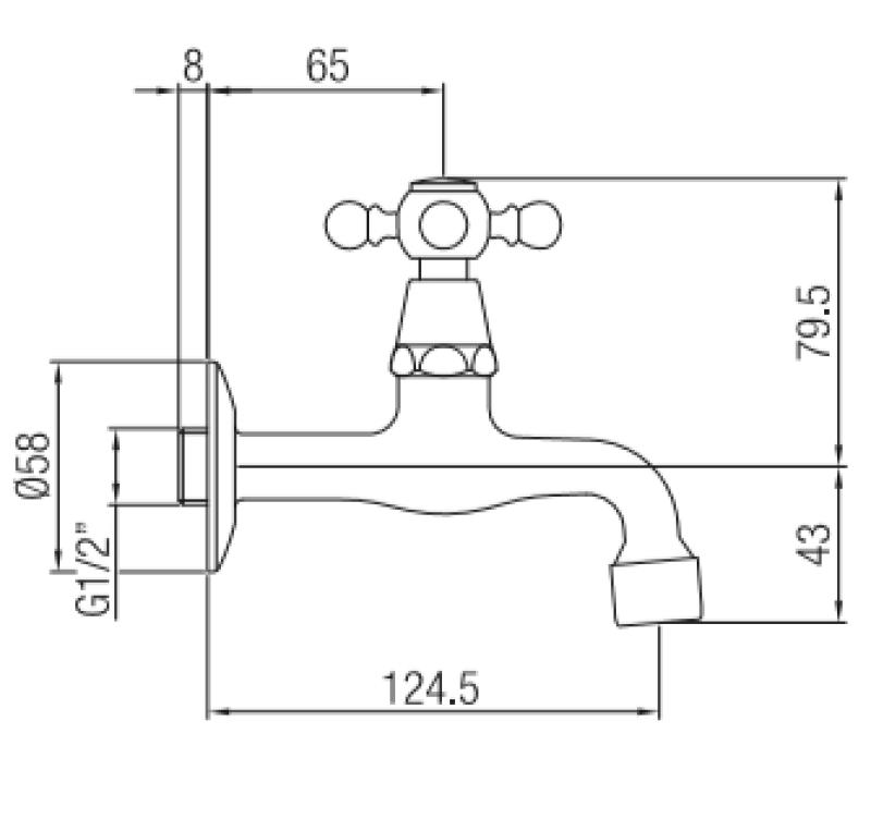 PB klasszikus falikút csaptelep csillagfogantyúval hideg vízhez bronz 1208855602