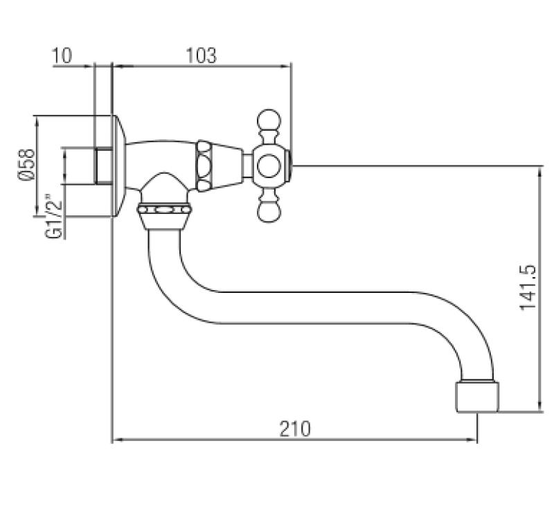 PB klasszikus fali szökőkútkapcsoló csillagfogantyúval hideg vízhez és hosszú kifolyóval króm 1208855622