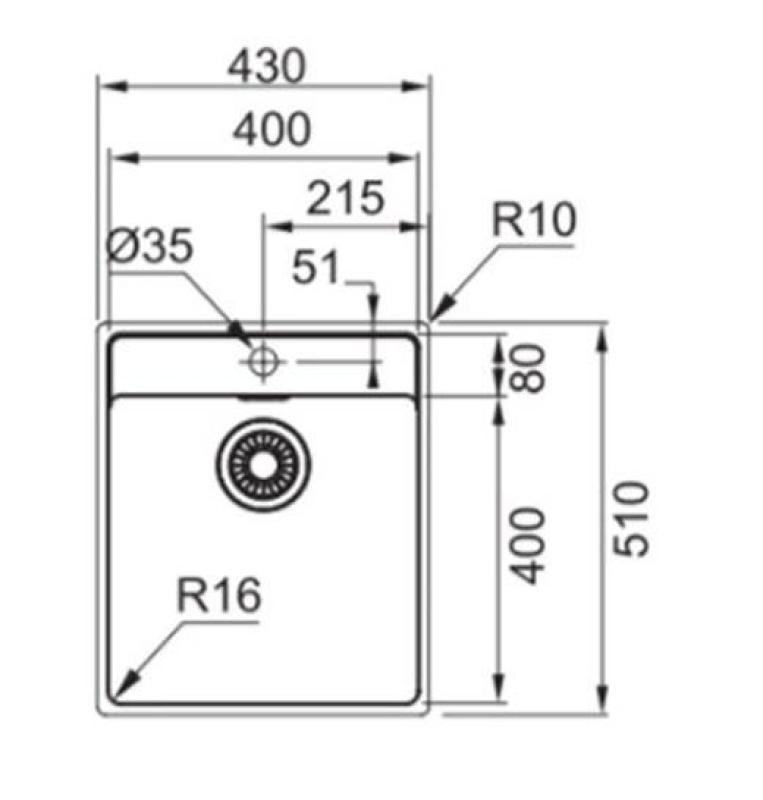 Franke Maris MRX 210.40 TL rozsdamentes acél mosogató csaptelephellyel 43x51cm síkbeépítés 1270527793
