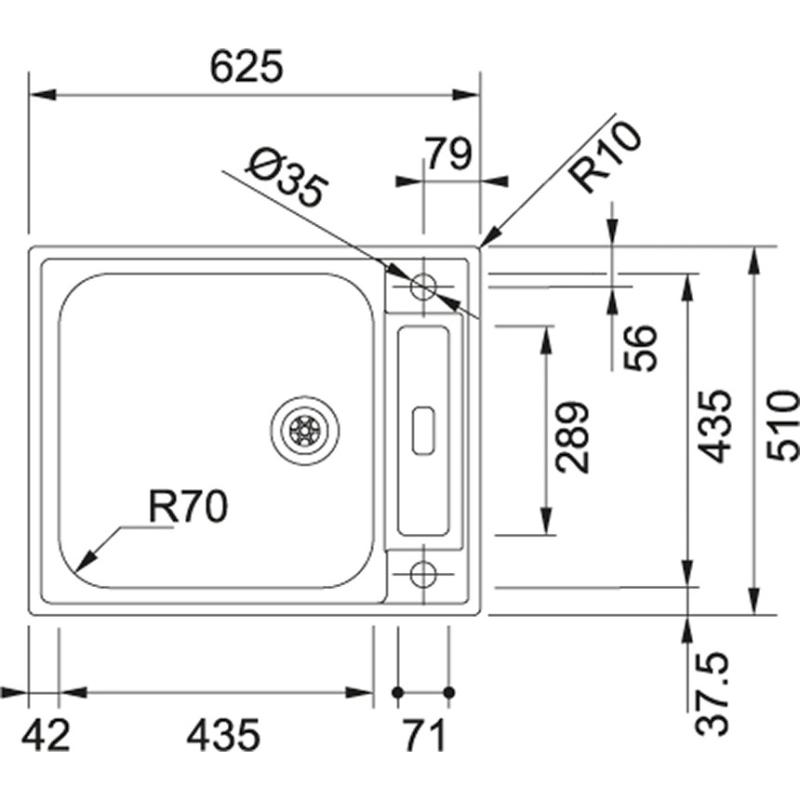 Franke Argos AGX 210 rozsdamentes acél mosogató, sík beépítésű, 625x510, megfordítható, 127.0380.400