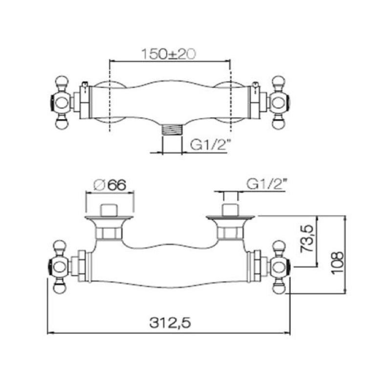 PB klasszikus Zuhany termosztát Króm 1208898972