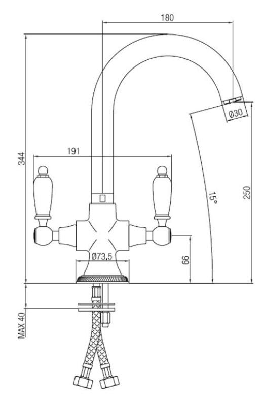 PB klasszikus konyhai csaptelep fehér fogantyúkkal Króm 1208910882