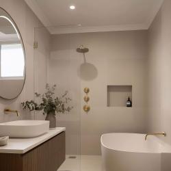 Waterevolution Flow beépíthető zuhanytermosztát 2 elzárócsappal, csiszolt sárgaréz 1208916452