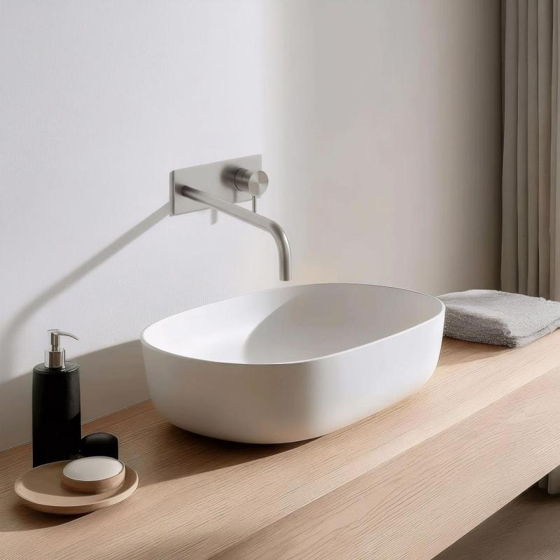 Waterevolution Flow beépíthető mosdócsap fedőlappal, teljes egészében rozsdamentes acélból, 25 cm-es kifolyóval T1161BIE-25