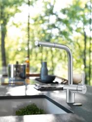 Franke rozsdamentes acél kefélt konyhai csaptelep Atlas Neo kihúzható kifolyó inox 115.0521.438