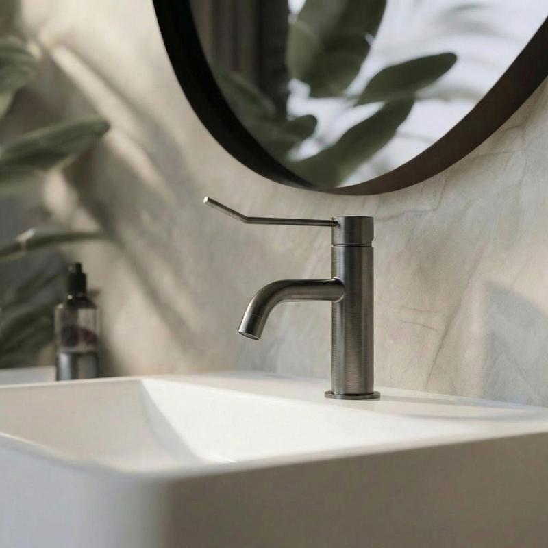 Waterevolution Flow wastafelkraan incl. click plug PVD gun metal T111GME