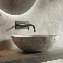 Waterevolution Flow beépíthető mosdócsaptelep fedőlappal, PVD Gun Metal, 21 cm-es kifolyóval T1161GME-21