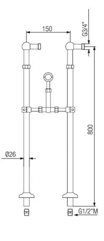 PB szabadon álló fürdőcsap nosztalgikus csillagformájú gombokkal, rozsdamentes acélból, 6000