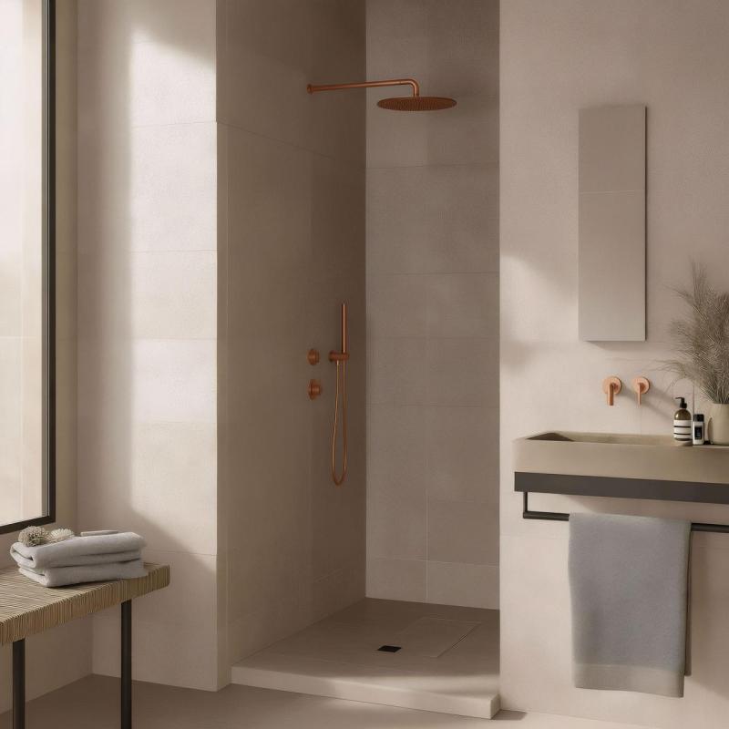 Waterevolution Flow beépíthető zuhanytermosztát 1 átállító csappal, réz