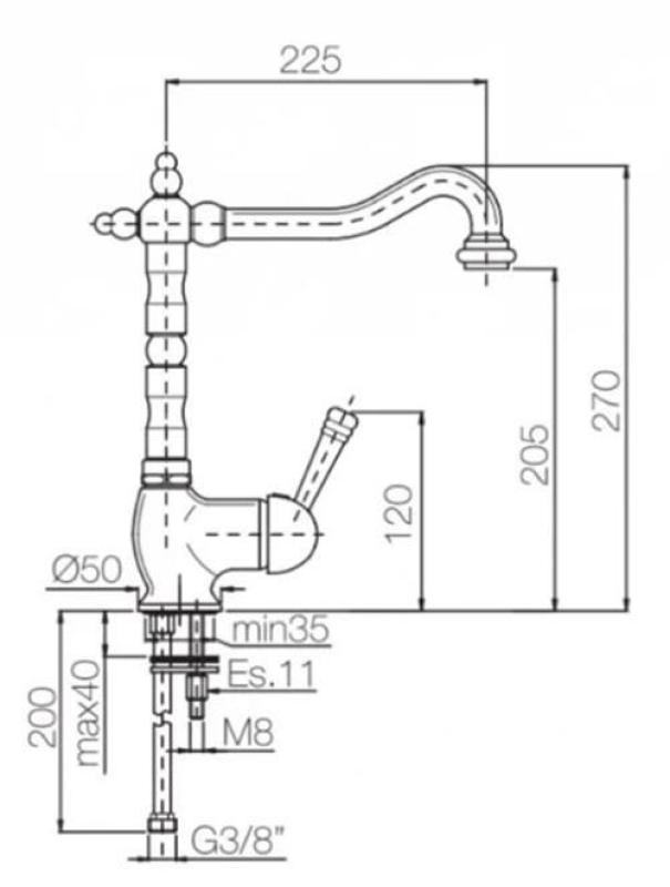 PB nosztalgikus egykaros konyhai csaptelep, fehér fogantyúval, rozsdamentes acél 1208952878