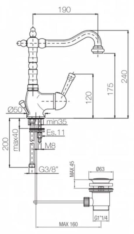 PB Retro mosdócsaptelep Vintage rozsdamentes acél