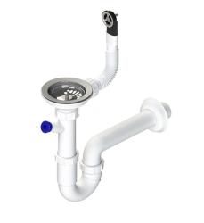 GraniteMy Rozsdamentes acél lefolyókészlet kerek túlfolyóval, beleértve a szifont egyedülálló mosogatóhoz 1208952965