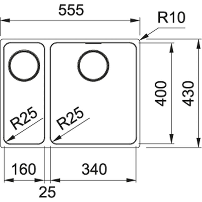 Franke Mythos MYX 160.34.16 BR másfél rozsdamentes acél mosogató aláépíthető 16+34cm 122.0638.272