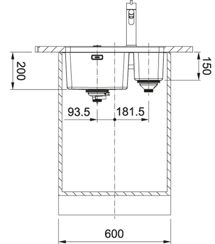 Franke Mythos MYX 160.34.16 BL másfeles rozsdamentes acél mosogatótálca aláépítve 34+16cm 122.0638.273