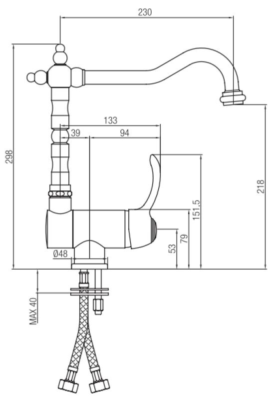PB Vintage Nosztalgikus konyhai csaptelep ablak alá lehajtható Bronz 1208953756