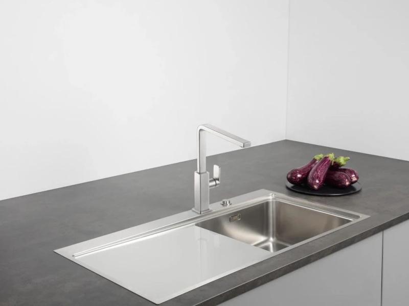 Franke masszív rozsdamentes acél konyhai csaptelep Mythos forgatható kifolyóval inox 115.0547.852