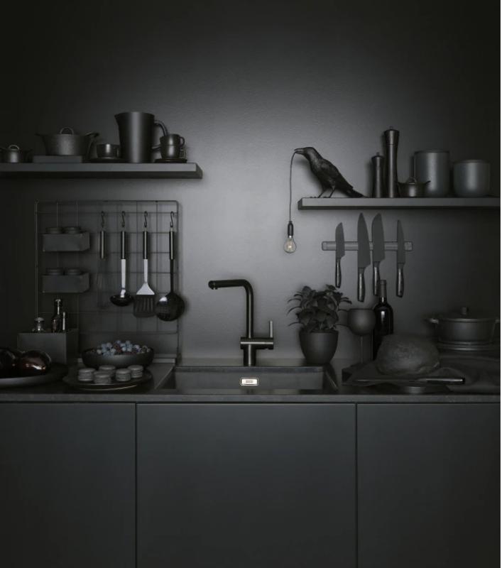 Franke geborstelde zwarte sensor keukenkraan Atlas Neo draaibare uitloop 115.0625.525