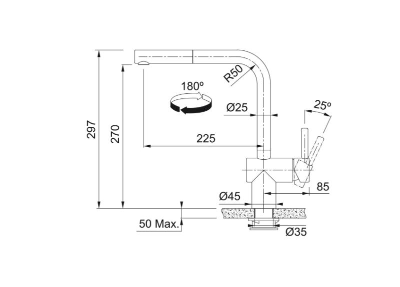Franke matt fekete érzékelős konyhai csaptelep Atlas Neo kihúzható kifolyóval 115.0625.527