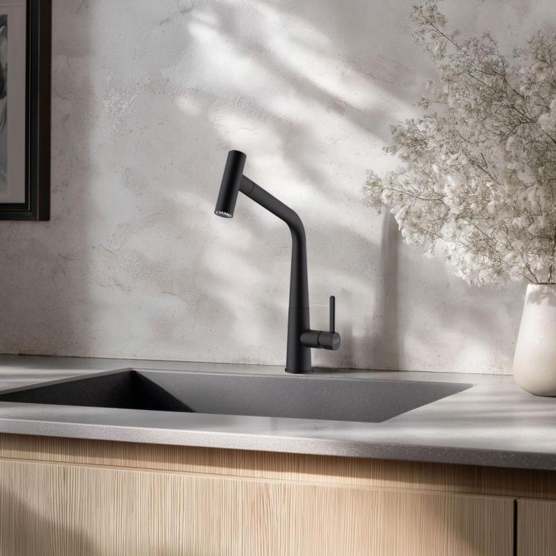 Franke Icon Keukenkraan mat zwart met uittrekbare uitloop 115.0625.190

Franke Icon matt fekete konyhai csaptelep kihúzható kifolyóval 115.0625.190