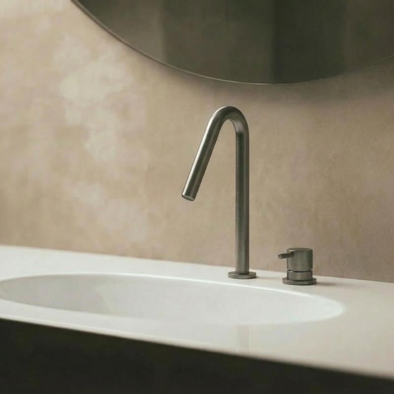 Waterevolution Flow 2 lyukú mosdócsap PVD Gun Metal kis V 120 mm kifolyóval T1121VGME