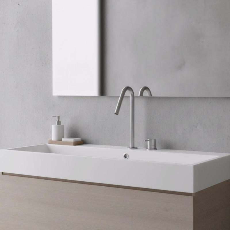 Waterevolution Flow 2-lyukú mosdócsaptelep rozsdamentes acél magas V 120mm kifolyóval T1122VIE