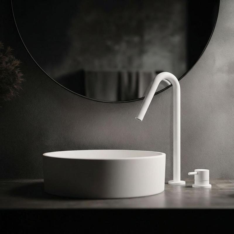 Waterevolution Flow 2-hole sink faucet white with high V-Shaped 227mm spout T1122VBR