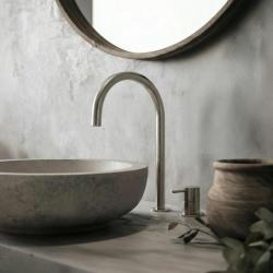 Waterevolution Flow 2 lyukú mosdócsap, teljes egészében rozsdamentes acélból, magas U 200 mm kifolyóval T1122UIE