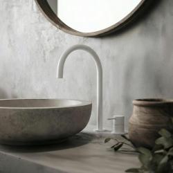 Waterevolution Flow 2 lyukú mosdócsap fehér, magas U 200 mm kifolyóval T1122UBR