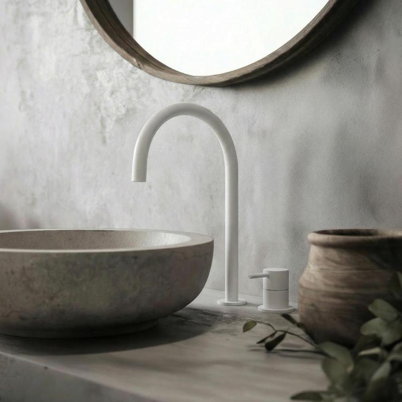 Waterevolution Flow 2 lyukú mosdócsap fehér, magas U 200 mm kifolyóval T1122UBR