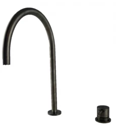 Waterevolution Flow 2-lyukú mosdócsaptelep PVD Gun Metal magas U 200mm kifolyóval T1122UGME